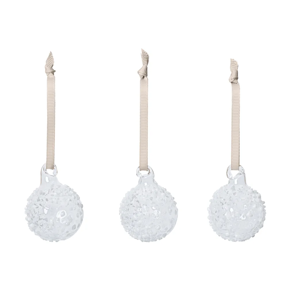 Flurry julekugler 3-pak, S, White Ferm Living
