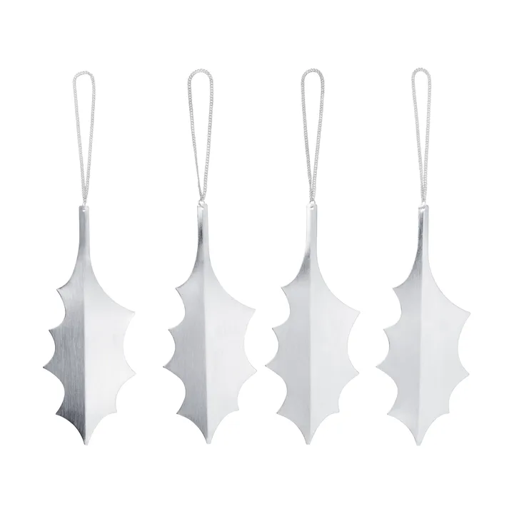 Holly leaf dekorationsophæng 13,5 cm 4-pak - Silver - Ferm Living