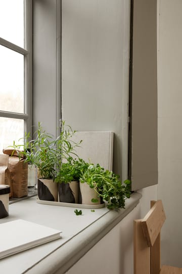 Inlay urtepotte med fad 4 dele - Sand-brown - Ferm Living