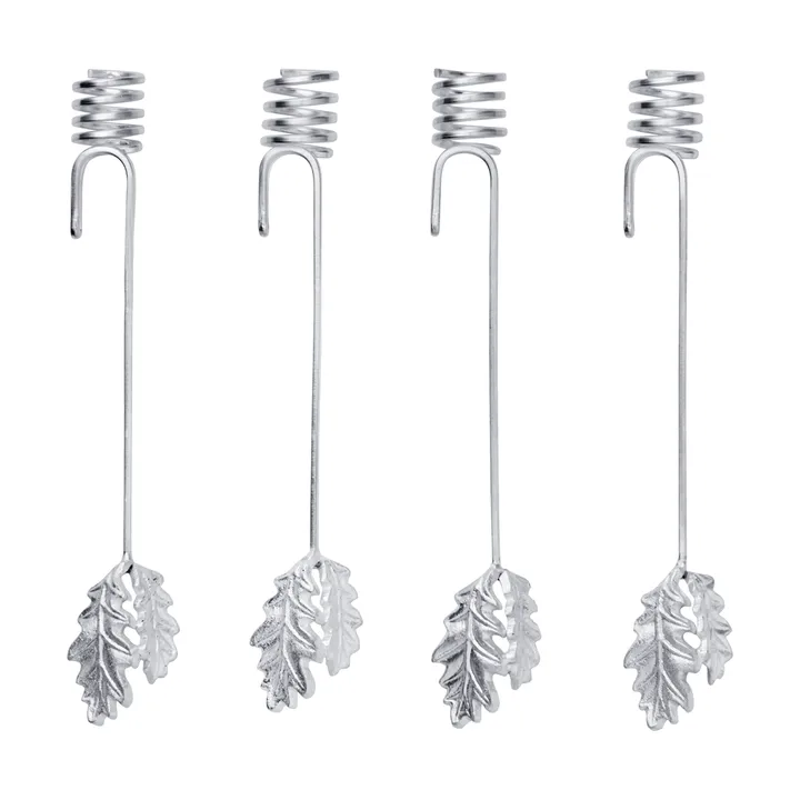 Oak leaf christmas tree lysestage 4-pak - Silver - Ferm Living
