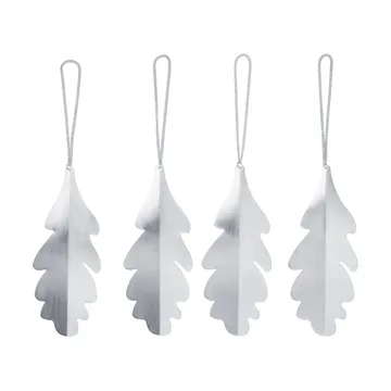 Oak leaf dekorationsophæng 13,5 cm 4-pak - Silver - Ferm Living
