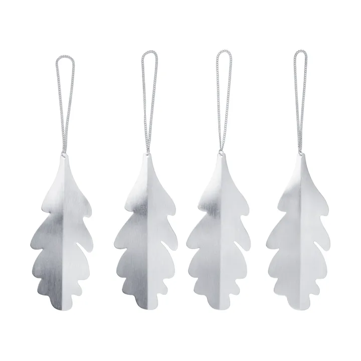 Oak leaf dekorationsophæng 13,5 cm 4-pak - Silver - Ferm Living