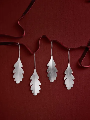 Oak leaf dekorationsophæng 13,5 cm 4-pak - Silver - Ferm Living