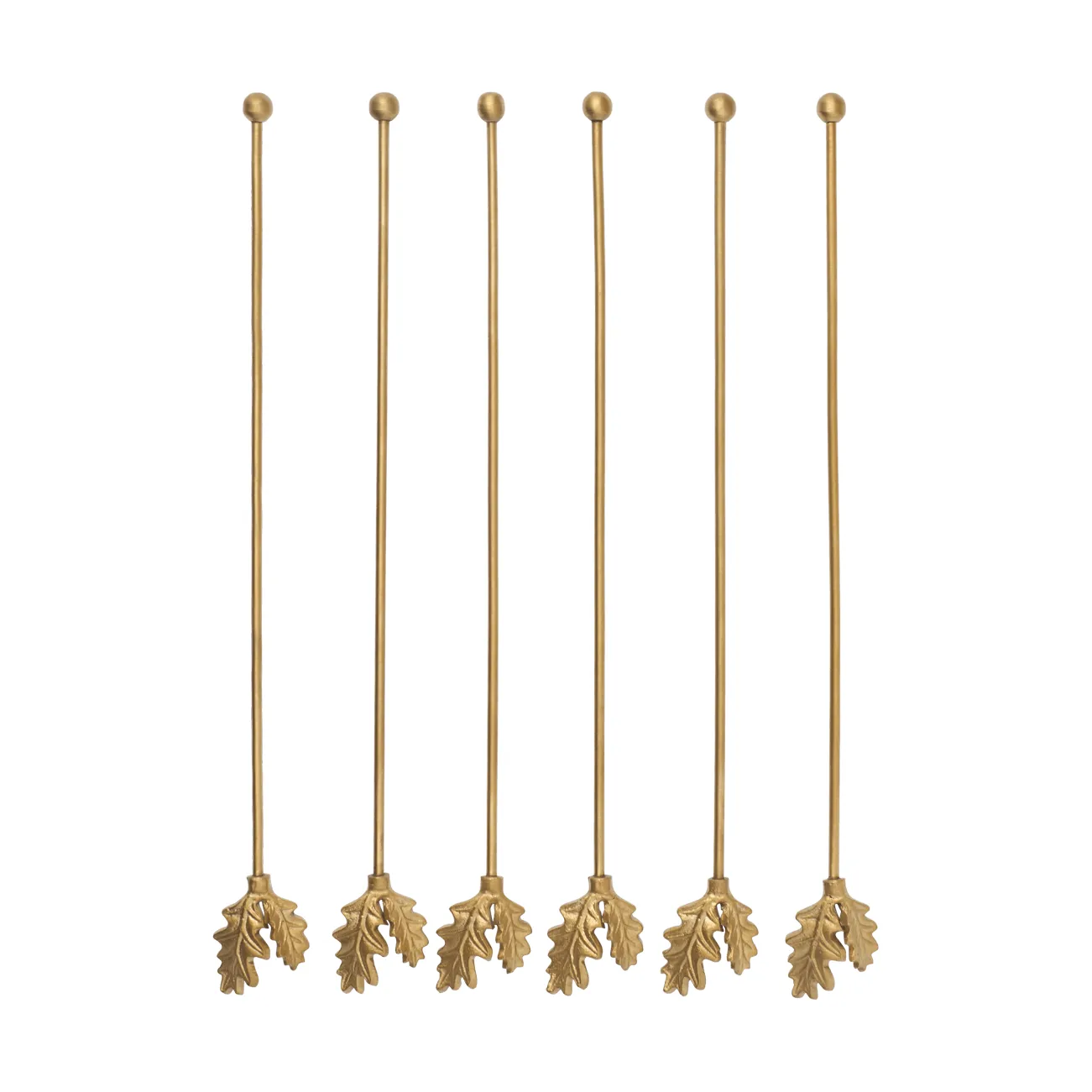 Oak Leaf drinkepinde 6-pak, Messing Ferm Living