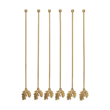 Oak Leaf drinkepinde 6-pak - Messing - Ferm Living