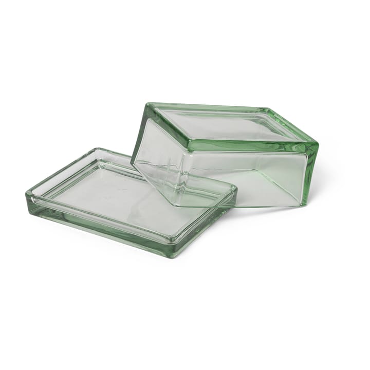 Oliven glasæske/boks 14,5x10,5x7 cm, Recycled clear ferm LIVING