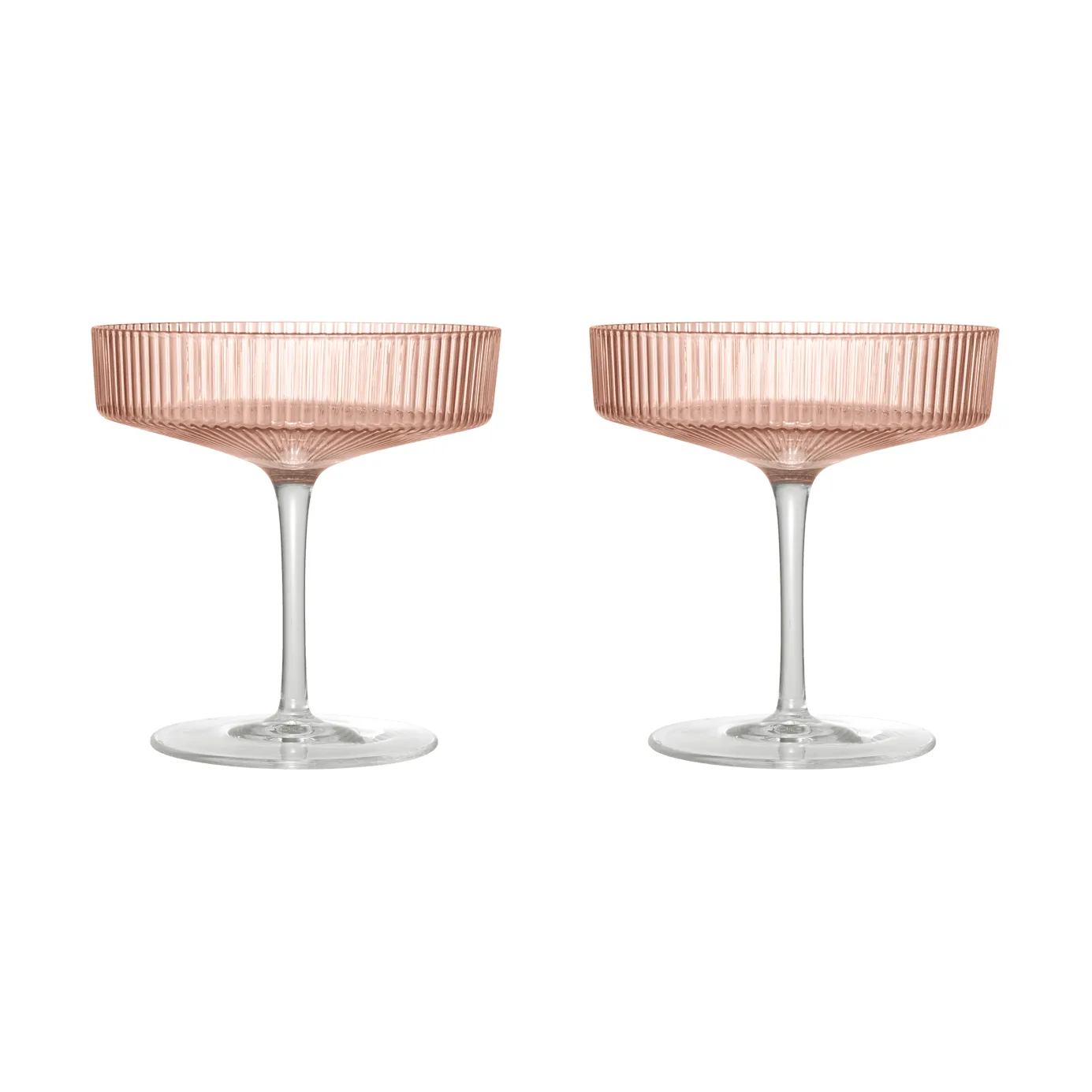 Ferm Living Ripple champagneglas 2-pak Blush