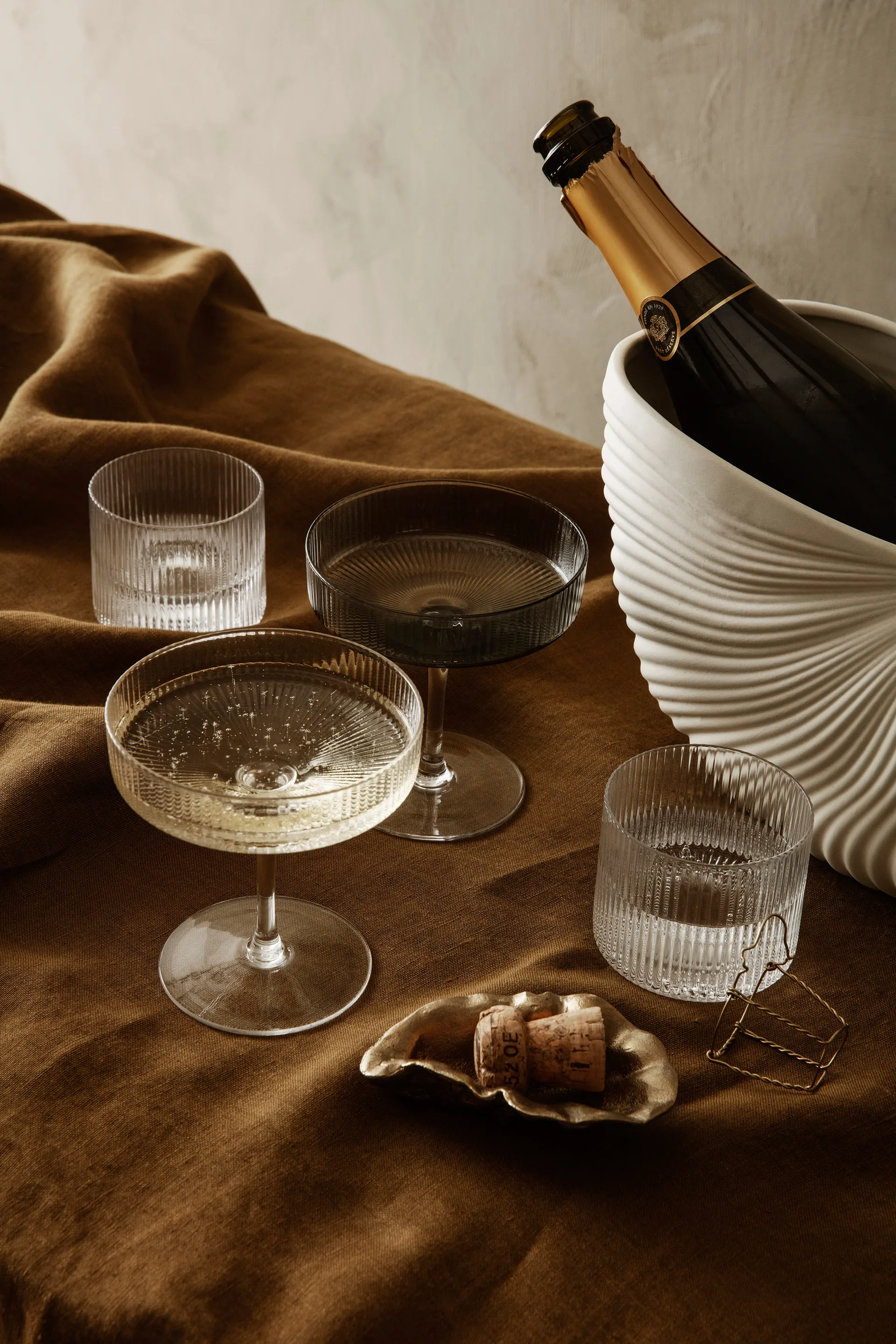 Ripple champagneglas 2-pak, klar Ferm Living