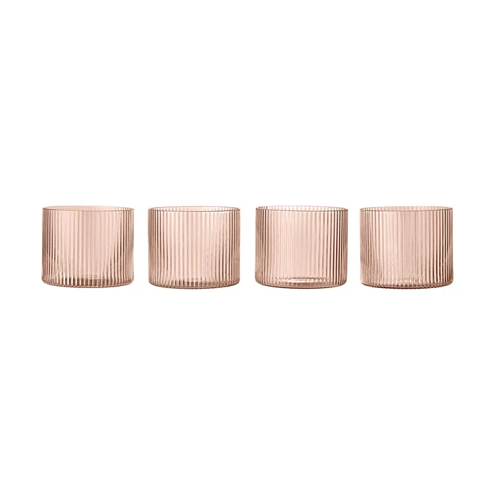 Ripple glas lavt 4-pak - Blush - Ferm Living