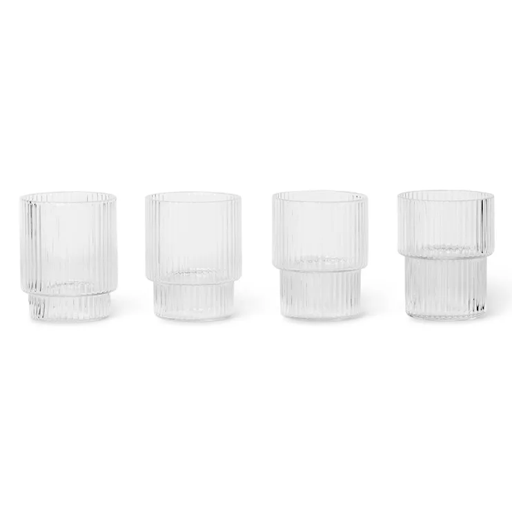 Ferm Living Ripple glas small 6 cl 4-pak Klar