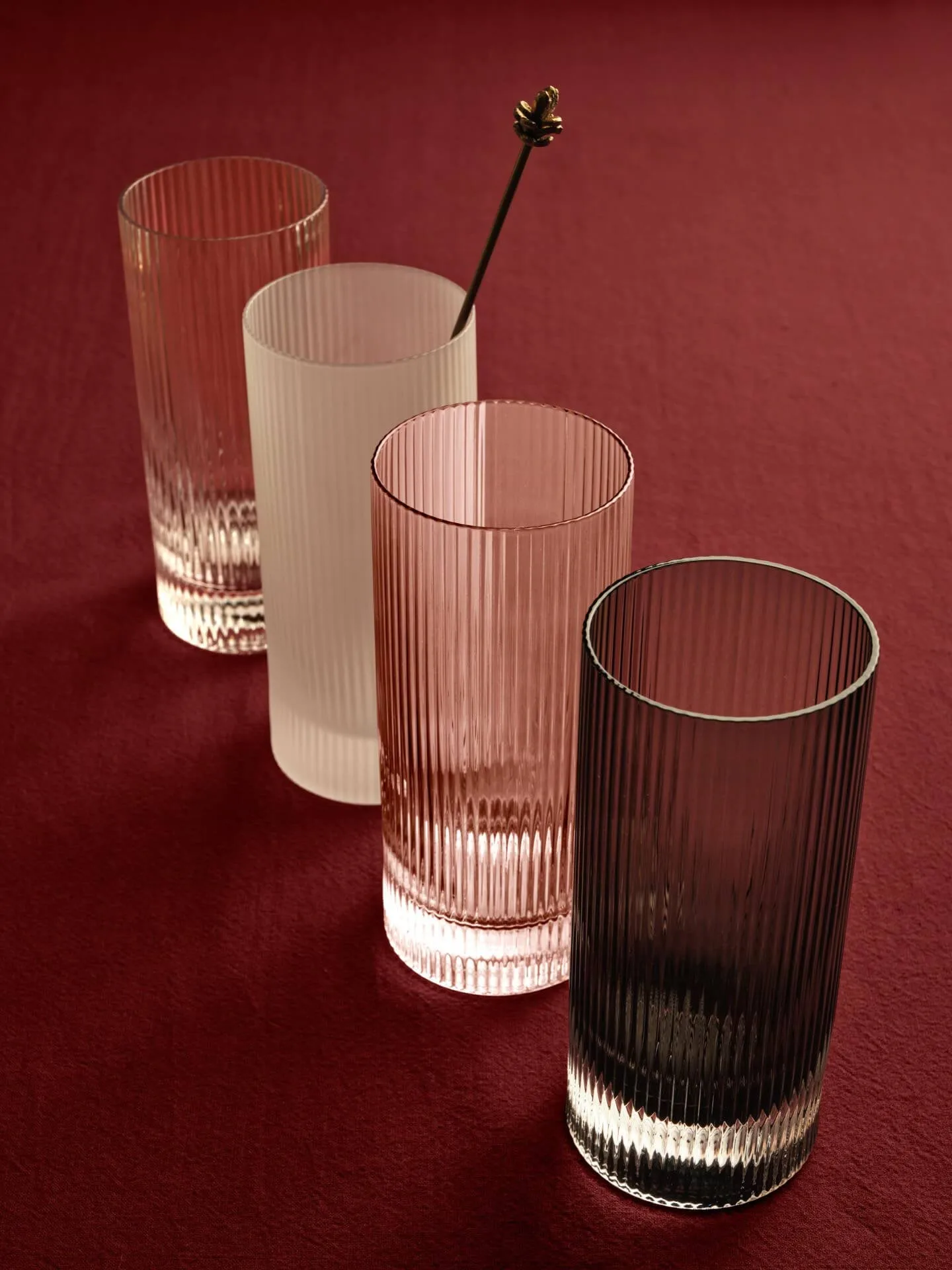 Ripple Highball glas 48 cl 2-pak, Smoked grey Ferm Living