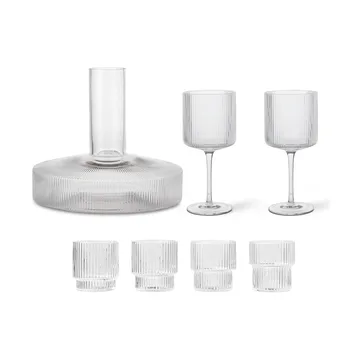 Ripple karaffel og glas 17 dele - Klar - Ferm Living