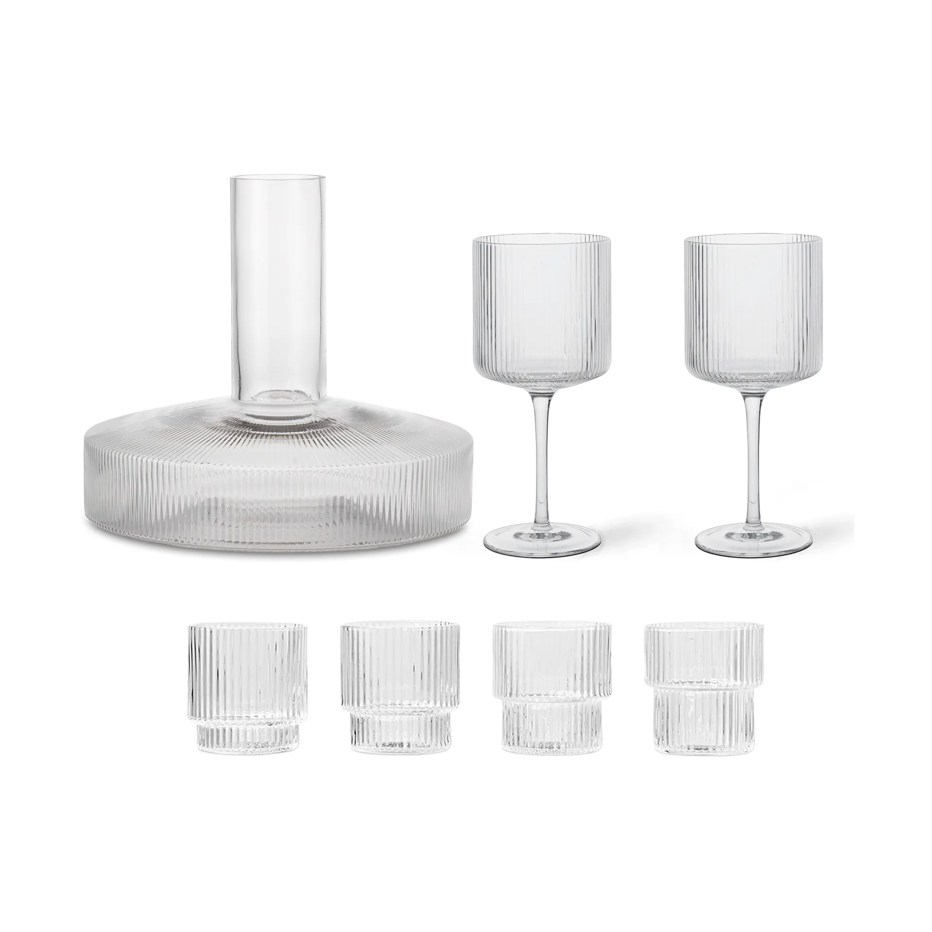 Ripple karaffel og glas 17 dele - Klar Ferm Living