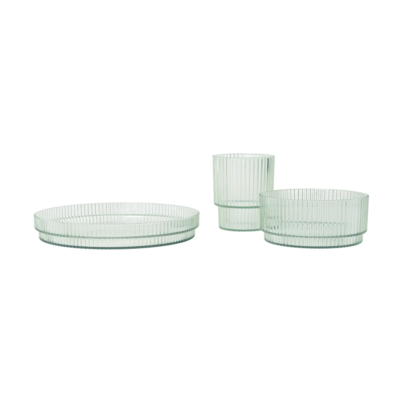 Ferm Living Ripple kids børneservice Tea green, 3 dele