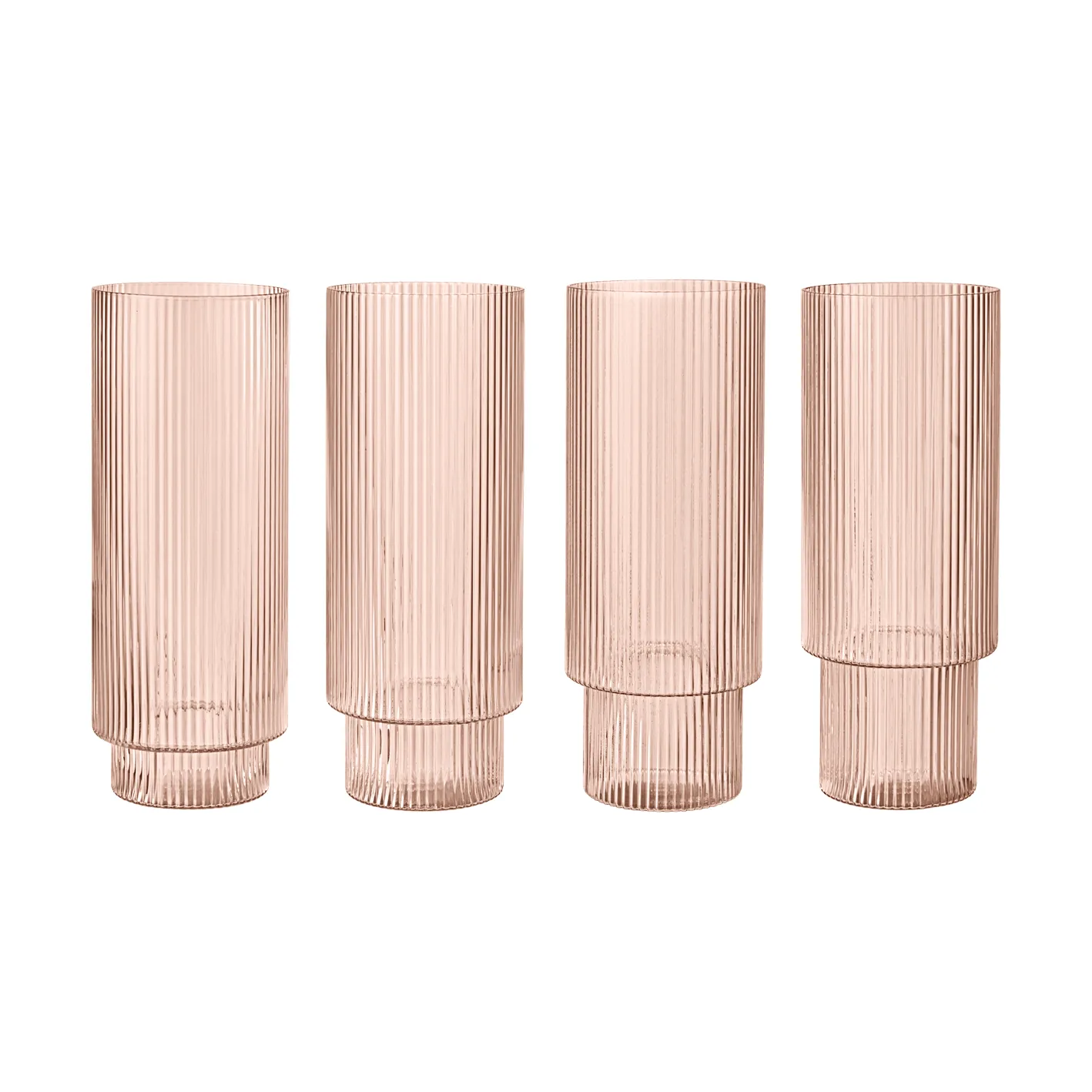 Ripple long drink glas 4-pak, Blush Ferm Living