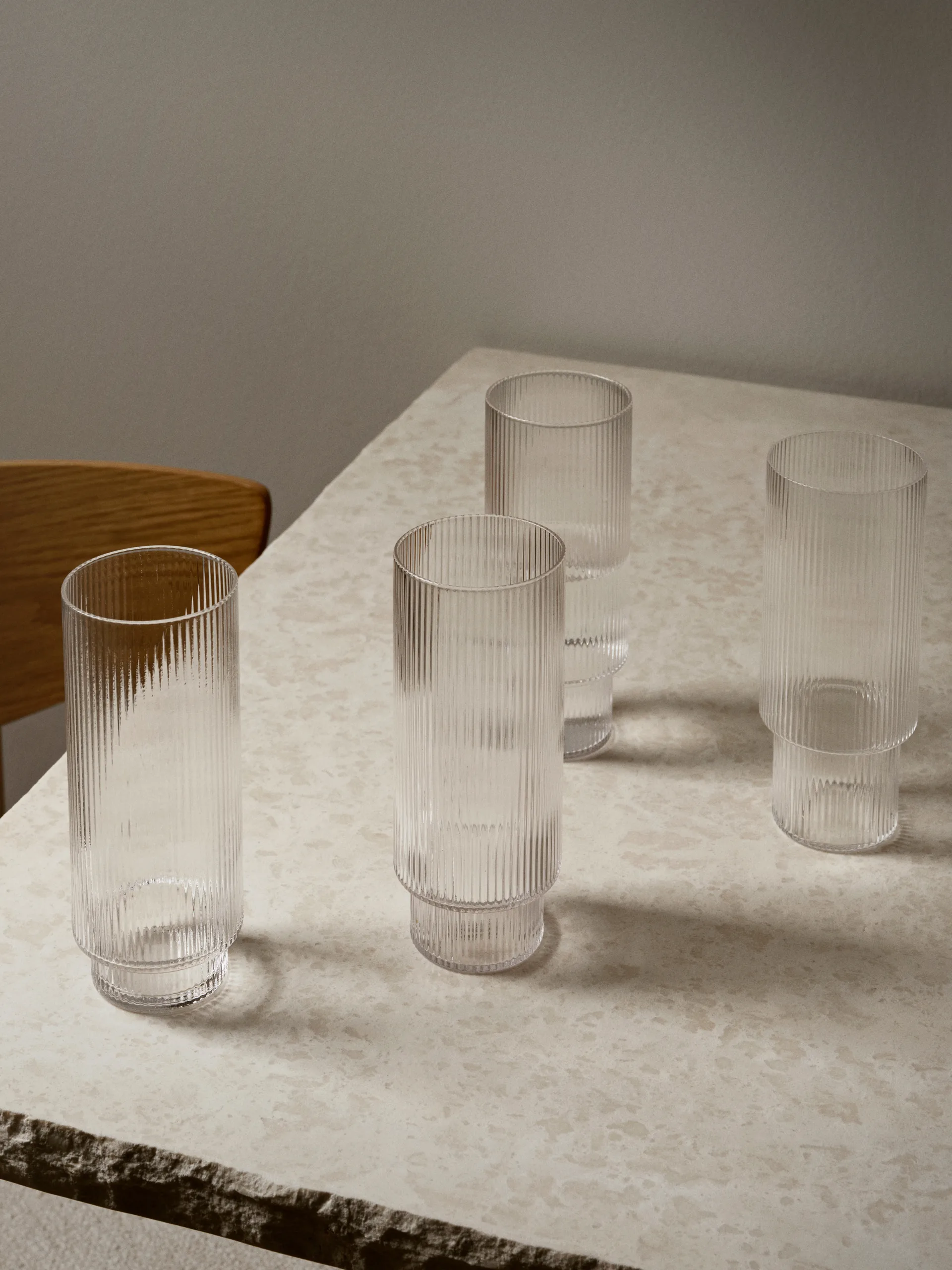 Ripple long drink glas 4-pak, klar Ferm Living