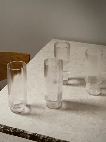 Ripple long drink glas 4-pak - klar - Ferm Living