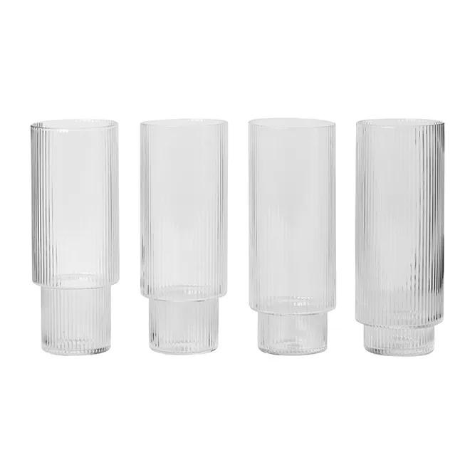 Ripple long drink glas 4-pak, klar Ferm Living