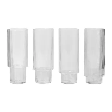 Ripple long drink glas 4-pak - klar - Ferm Living