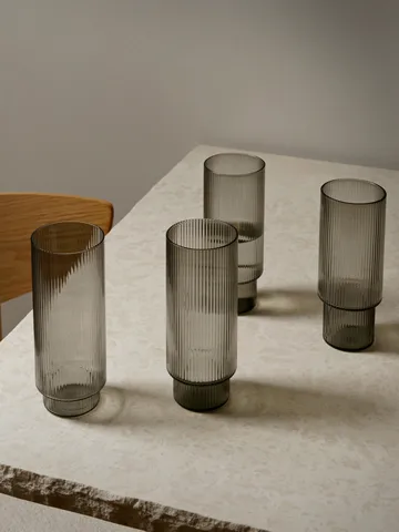 Ripple long drink glas 4-pak - smoked grey - Ferm Living
