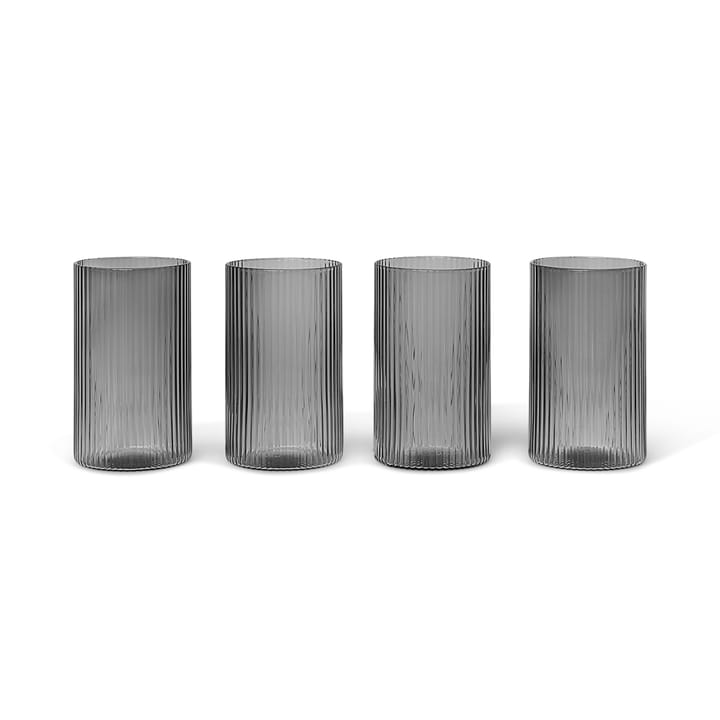 Ripple verrines glas 14 cl 4-pack - Smoked grey - Ferm LIVING