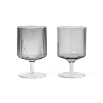 Ripple vinglas 2-pak - Smoked grey - Ferm Living