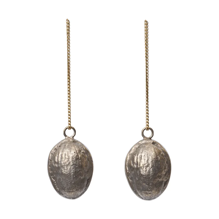 Walnut dekorationsophæng 2-pak, Messing Ferm Living