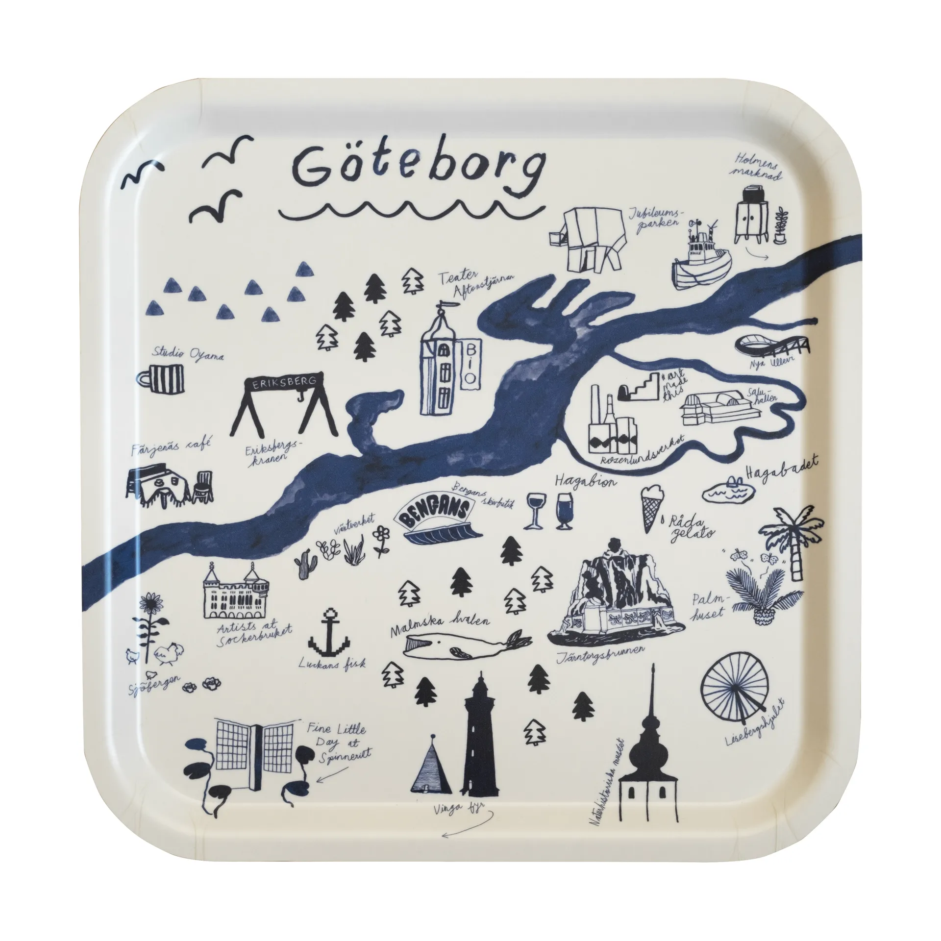 Gothenburg bakke 32x32 cm, White-Blue Fine Little Day