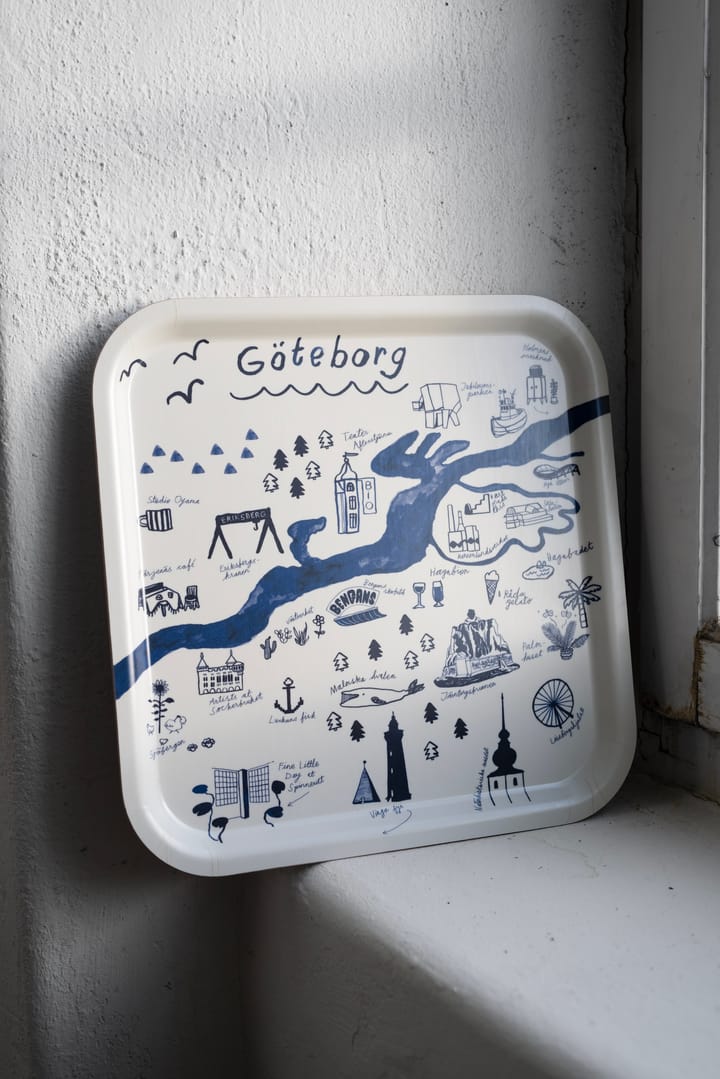 Gothenburg bakke 32x32 cm, White-Blue Fine Little Day