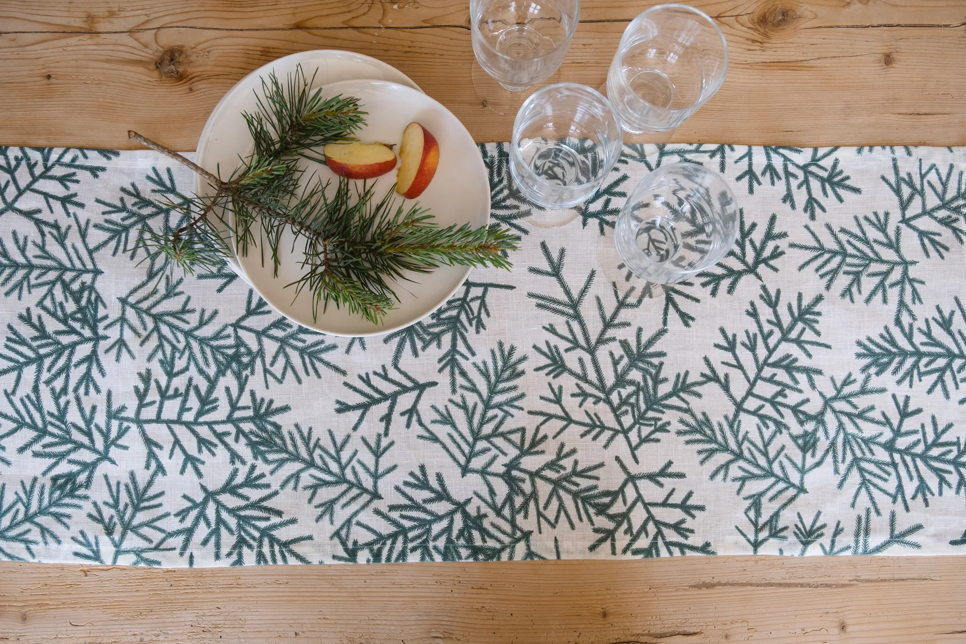 Granris løber, Hvid/Grøn Fine Little Day