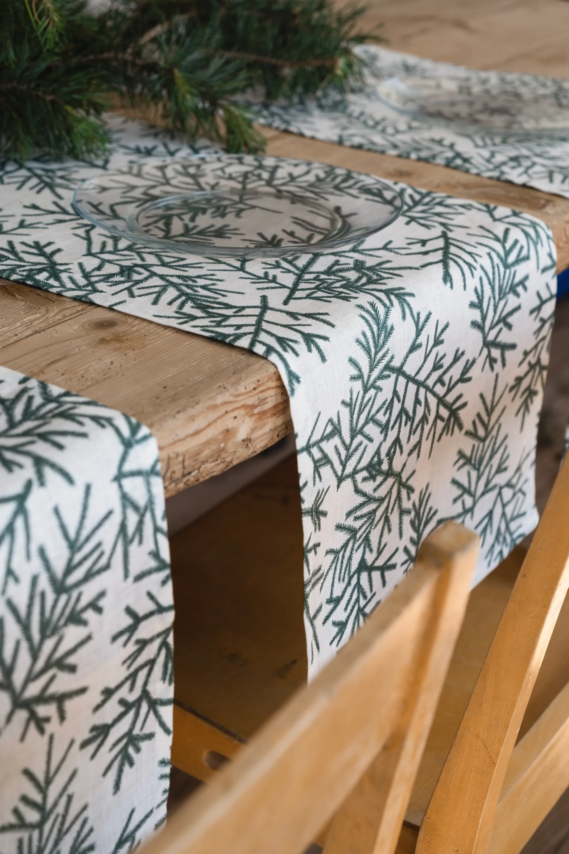 Granris løber, Hvid/Grøn Fine Little Day