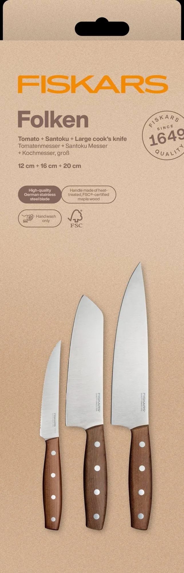 Folken knivsæt, 3 dele Fiskars