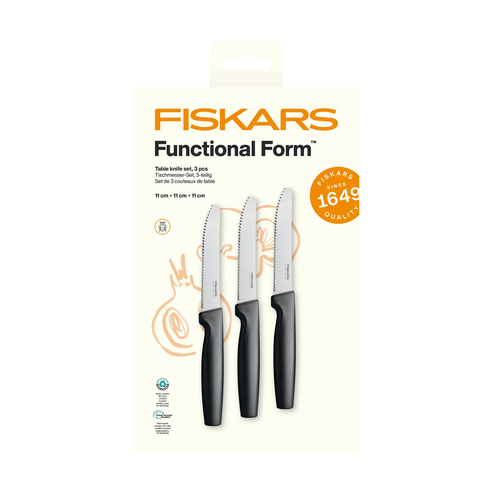 Functional Form bordknive, Rustfrit stål, 3-pak Fiskars