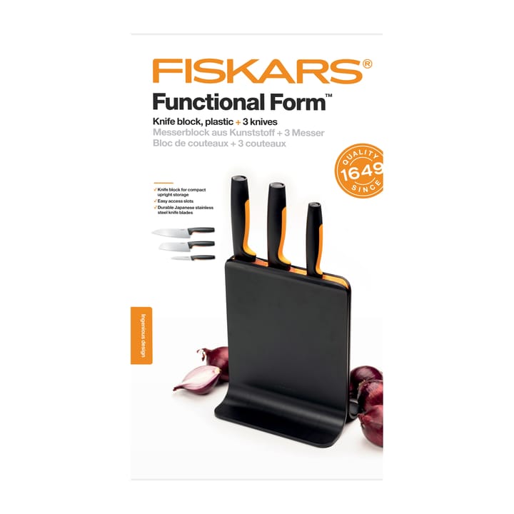Functional Form knivblok i plast med 3 knive, 4 dele  Fiskars
