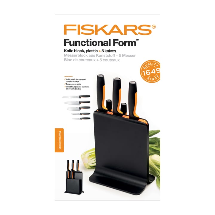 Functional Form knivblok i plast med 5 knive, 6 dele  Fiskars