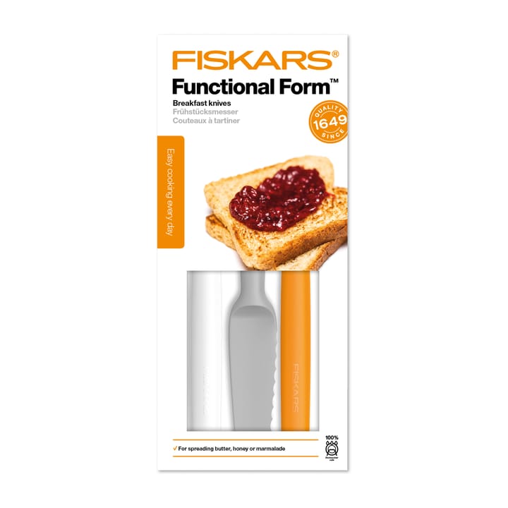 Functional Form smørknive 3-pak, Grå/Orange/Hvid Fiskars