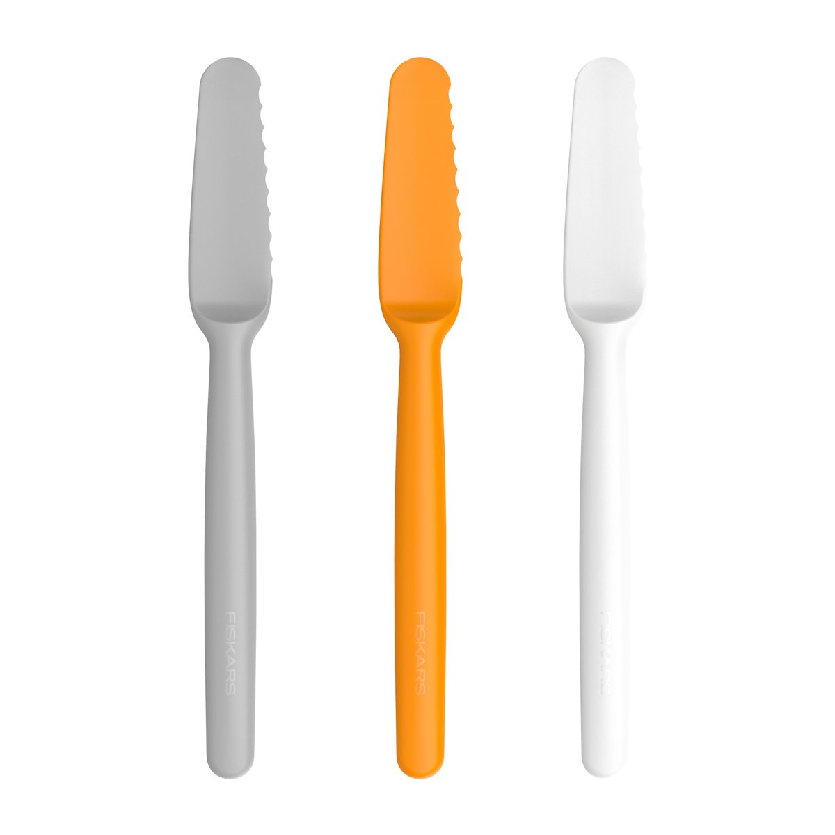 Fiskars Functional Form smørknive 3-pak Grå/Orange/Hvid