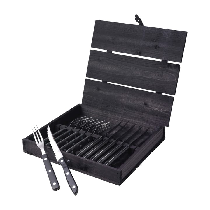 Gense Old Farmer Black grillbestik, 12 dele, 6+6 sort Gense