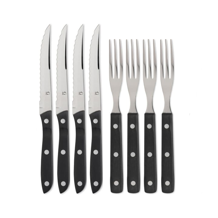 Gense Old Farmer Black grillbestik, 8 dele, 4+4 sort Gense