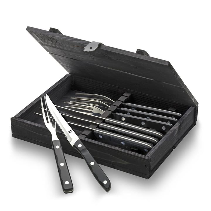 Gense Old Farmer Black grillbestik, 8 dele, 4+4 sort Gense