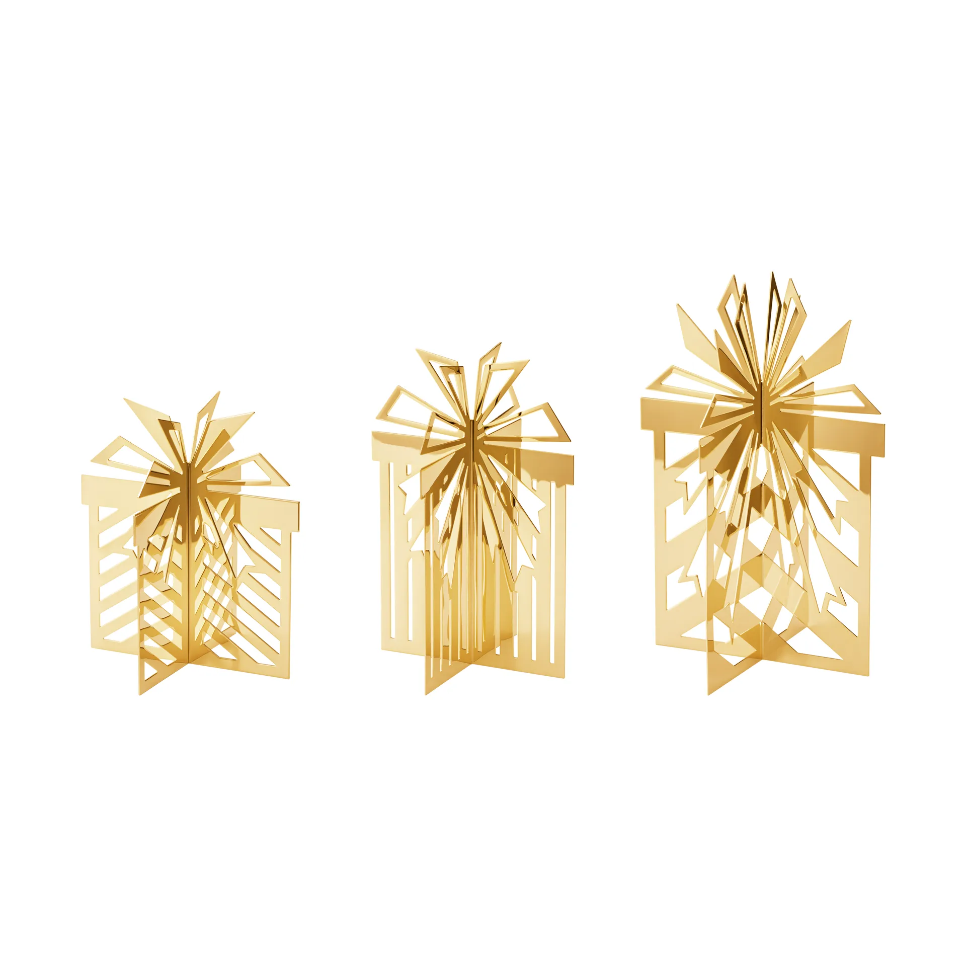 2025 års julepynt til bordet, julegave 3 dele, Guldpläteret rustfrit stål Georg Jensen