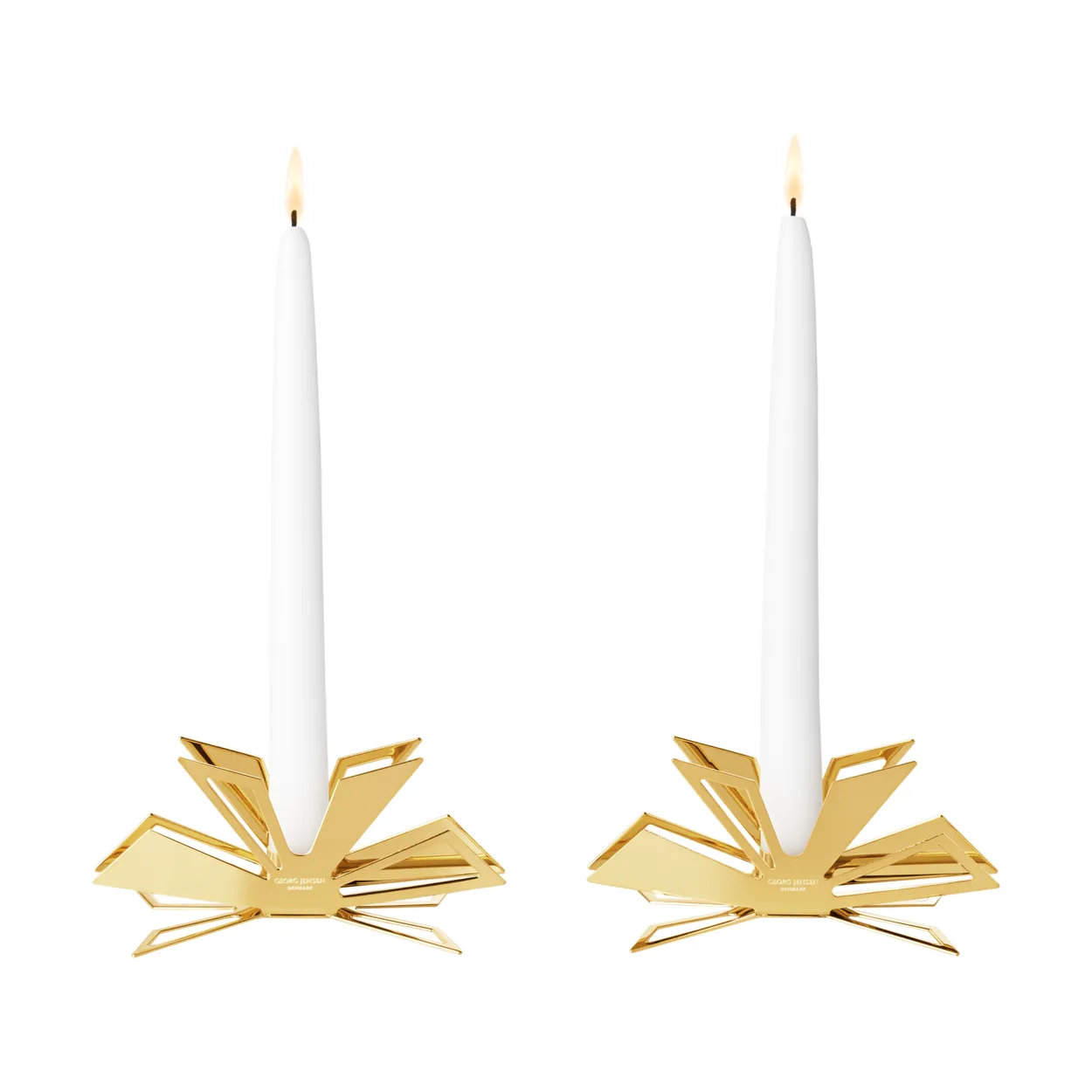 Georg Jensen 2025 års lysestage 2-pak Guldpladeret zinklegering