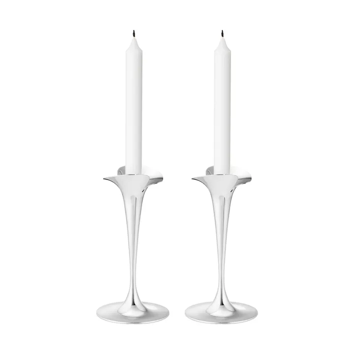 Bloom lysestager til kronelys - Rustfrit stål, små, 2-pak - Georg Jensen