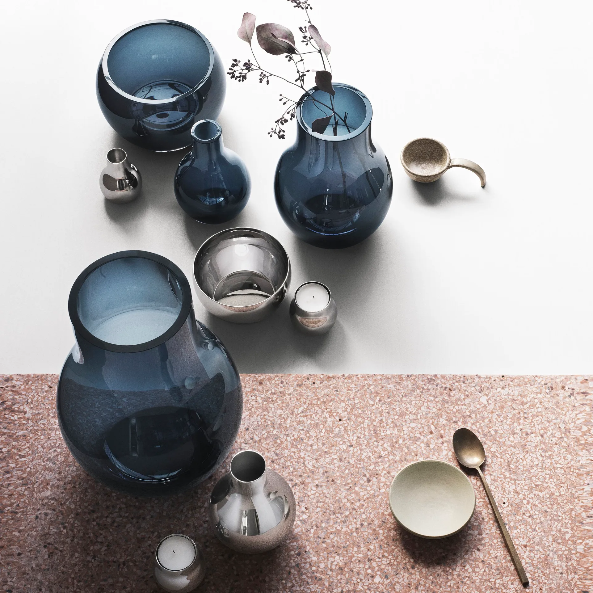 Cafu lysestage 2 stk, rustfrit stål Georg Jensen