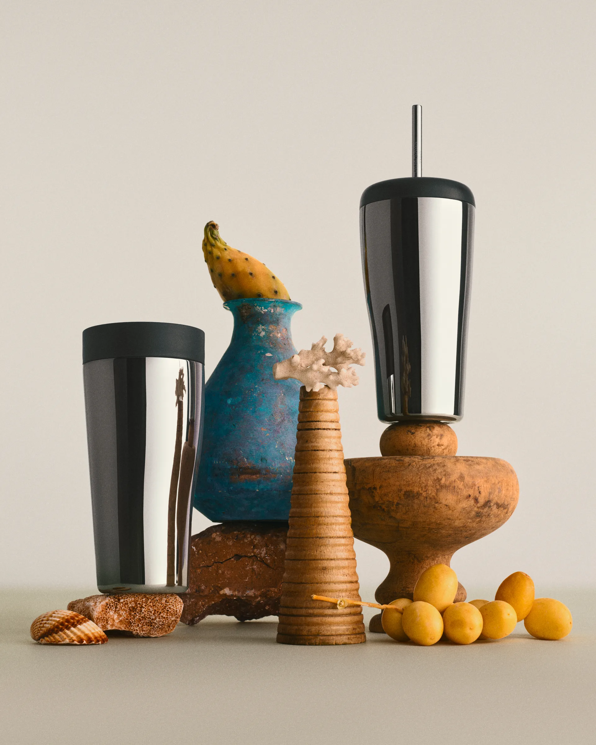 Sky termokop med sugerør 40 cl, Rustfrit stål Georg Jensen