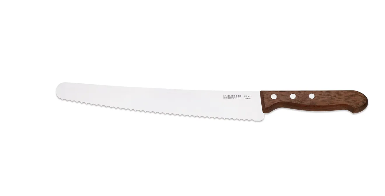 Giesser brødkniv 25 cm, Stål-rosentræ brun Giesser