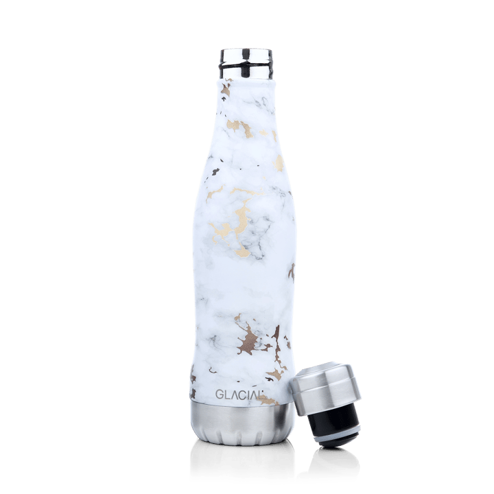 Glacial vandflaske 400 ml, White golden marble Glacial