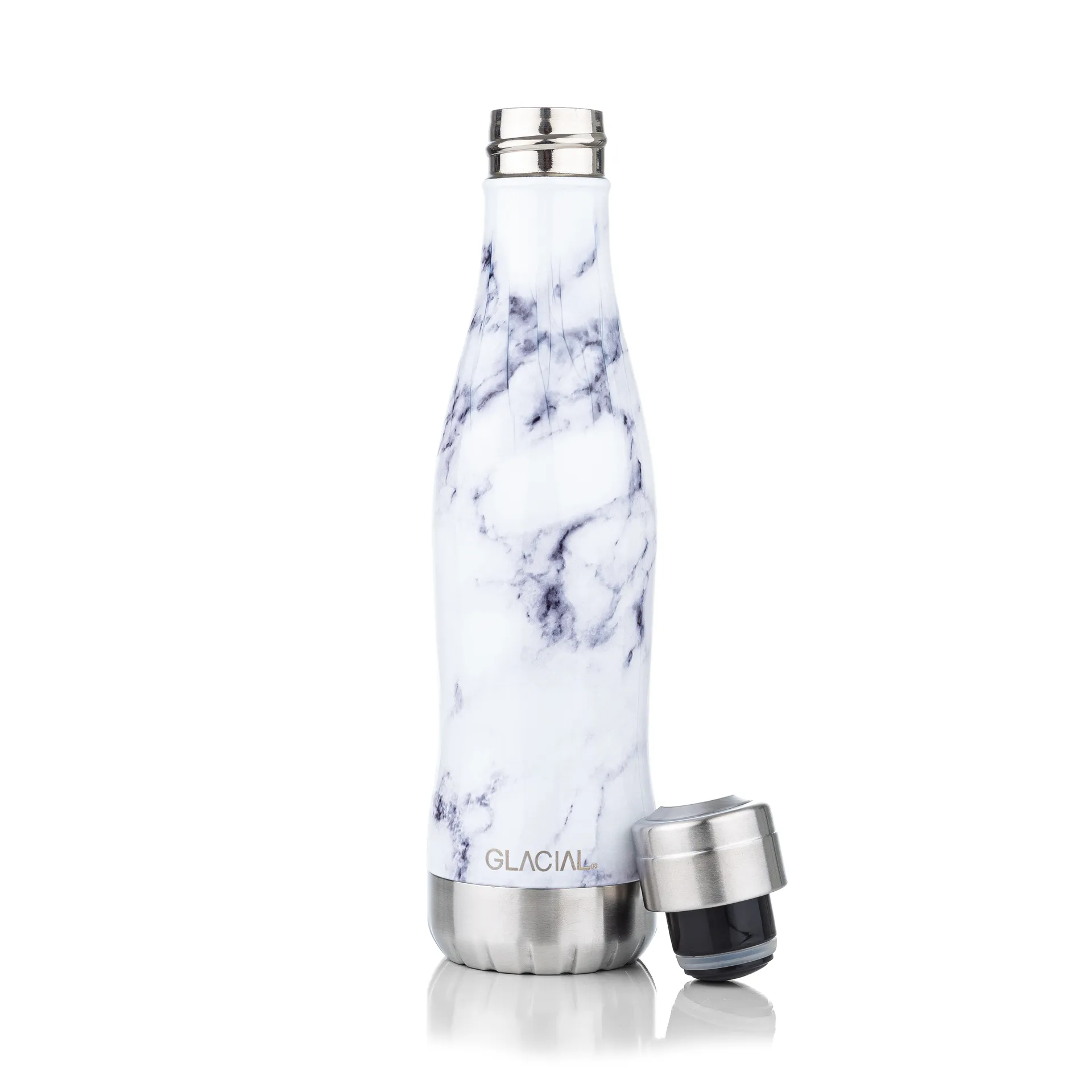 Glacial vandflaske 400 ml, White marble Glacial
