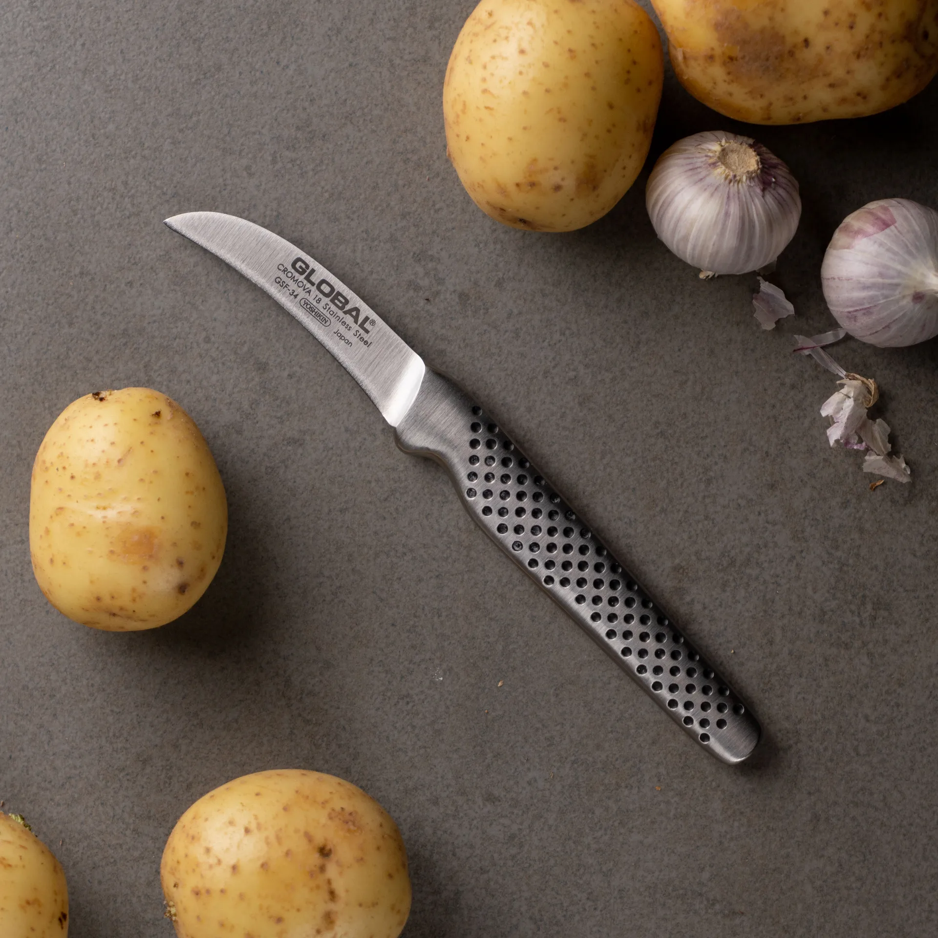 Global GSF-34 tournierkniv 5 cm tyndere håndtag, Rustfrit stål Global