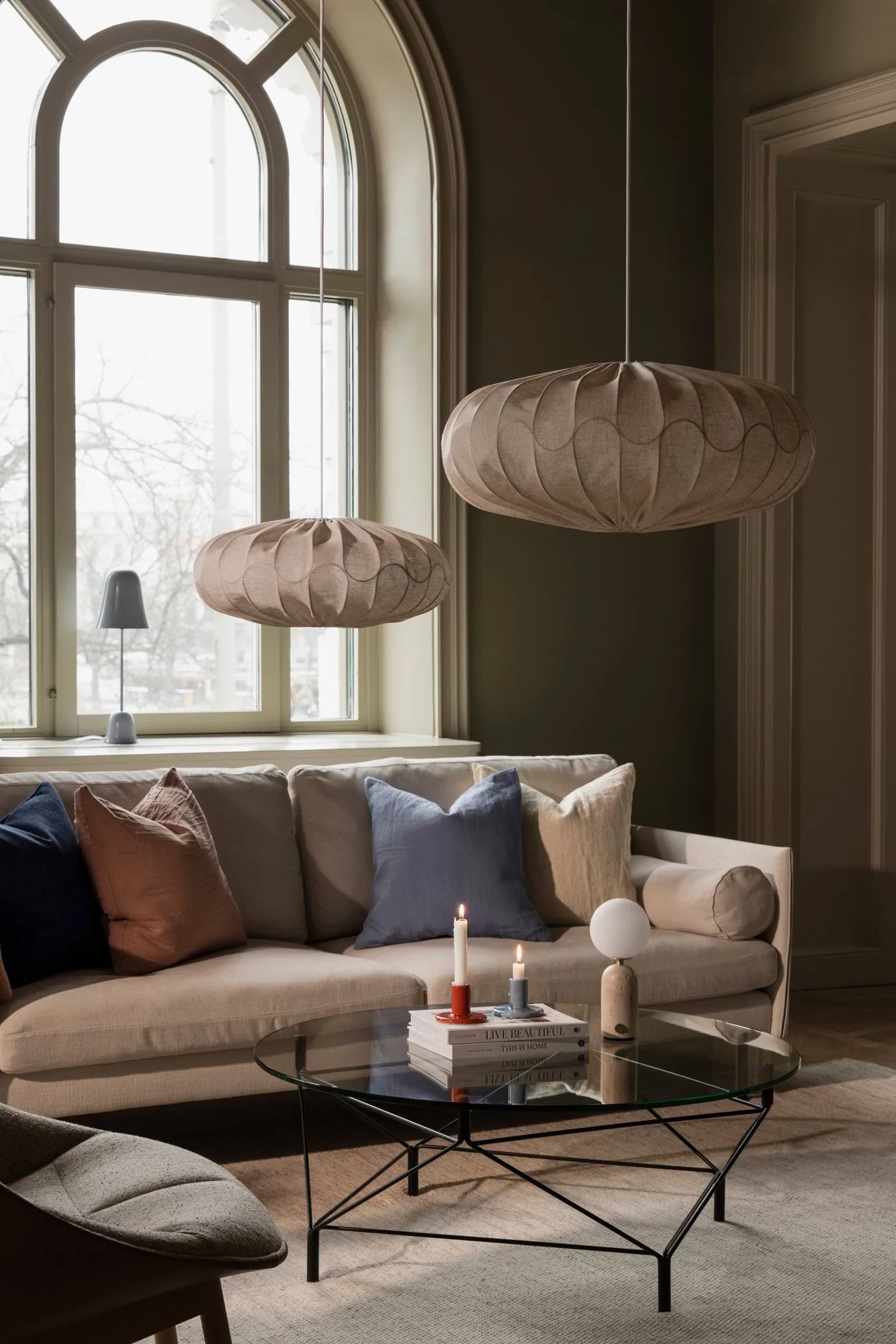 Bladverk lampeskærm Ø50 cm, Beige Globen Lighting